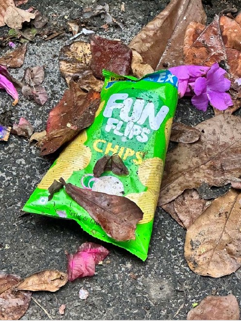Discarded chips packet